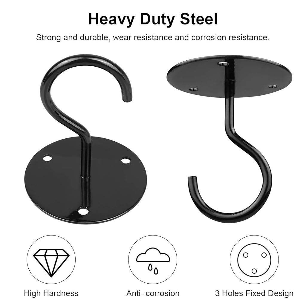 Serplex 4pcs Metal Ceiling Hook for Hanging Flower Pot and Plant Pot Wall Mounted Hook for Hanging Plant Baskets/String Lights in Balcony,Porch, Wall Hook with Screws (Black) Serplex 4pcs Metal Ceiling Hook for Hanging Flower Pot and Plant Pot Wall Mounted Hook for Hanging Plant Baskets/String Lights in Balcony,Porch, Wall Hook with Screws (Black)